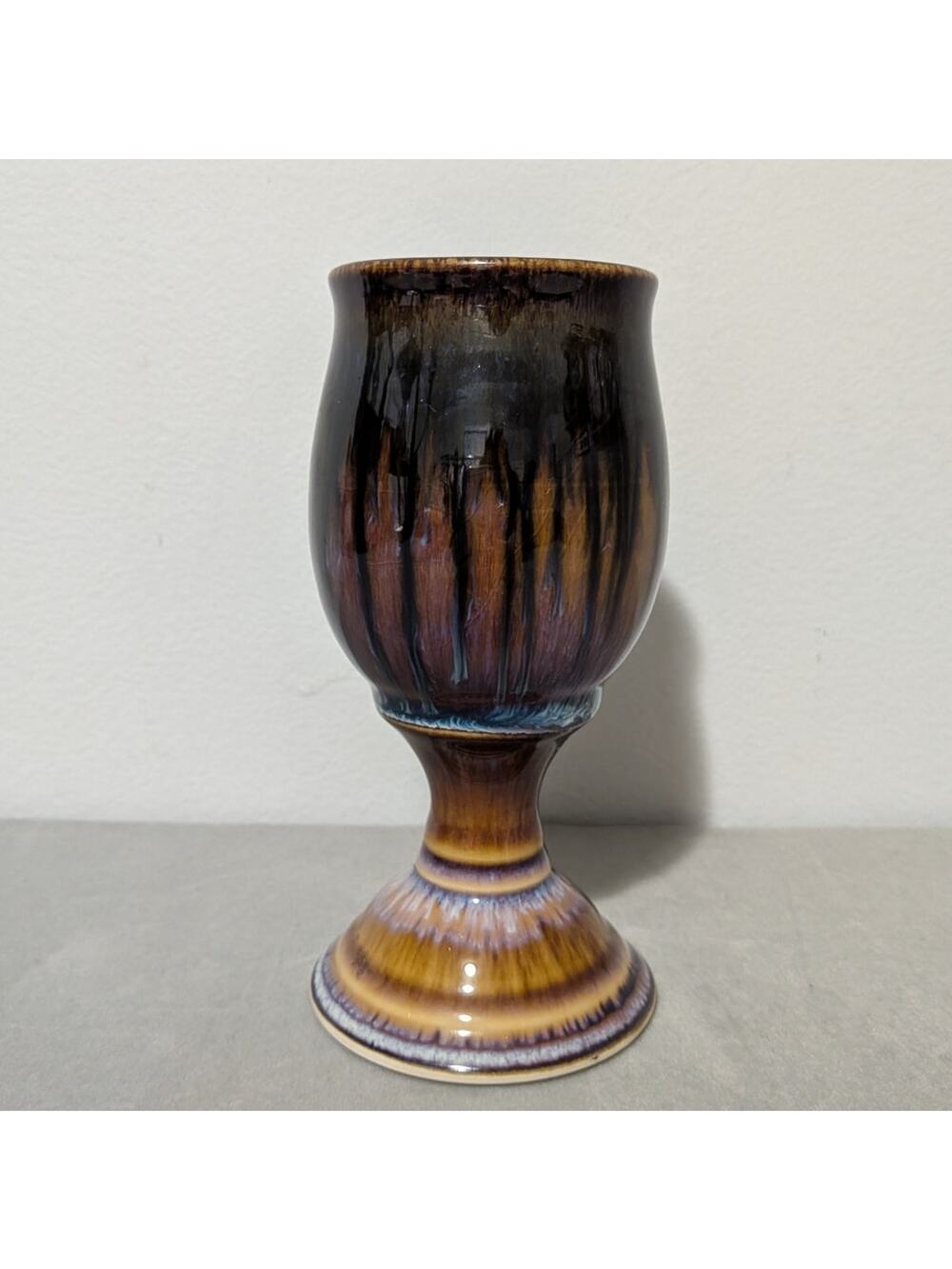 Bill Cambell Pottery Drip Glaze Goblet
